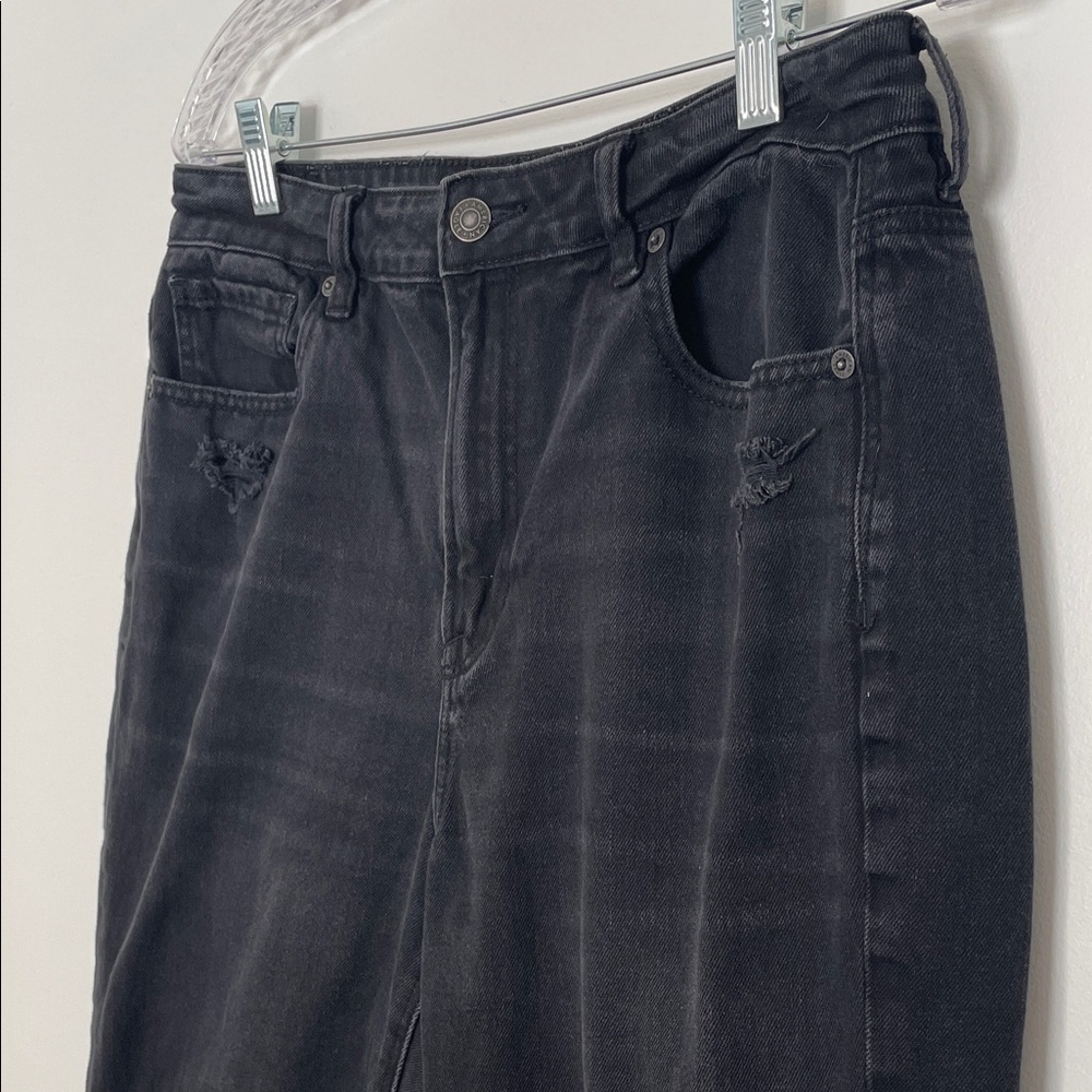 American Eagle Dark Gray Women's Mom Jeans Distressed size 10 Long